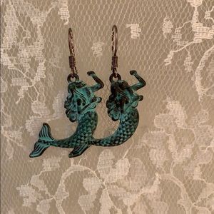 Copper mermaid earrings